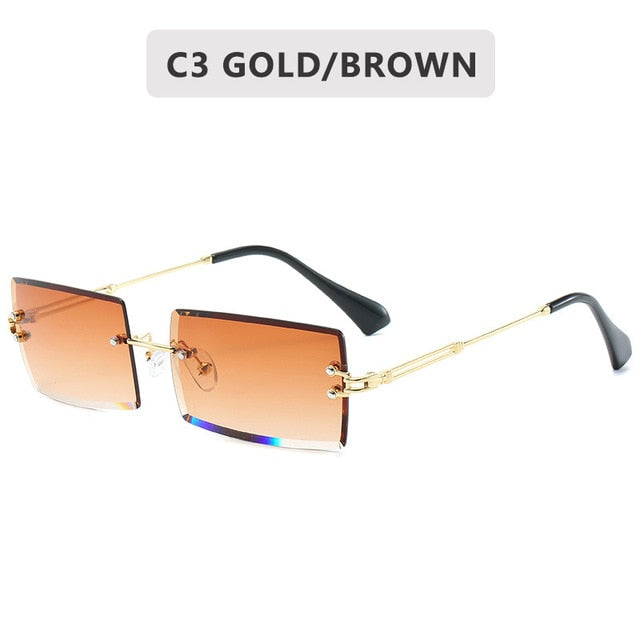 2020 Retro Sunglasses Women Brand Designer Fashion Rimless Gradient Sun Glasses Shades Cutting Lens Ladies Frameless Eyeglasses