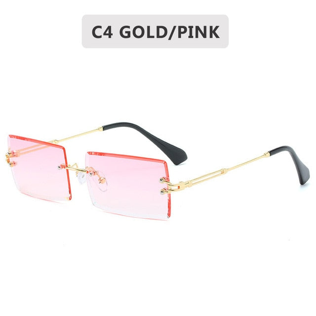 2020 Retro Sunglasses Women Brand Designer Fashion Rimless Gradient Sun Glasses Shades Cutting Lens Ladies Frameless Eyeglasses