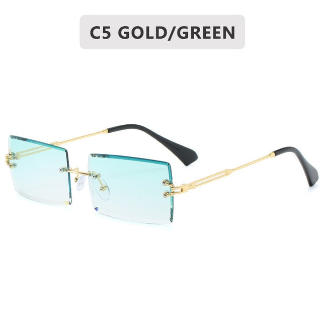 2020 Retro Sunglasses Women Brand Designer Fashion Rimless Gradient Sun Glasses Shades Cutting Lens Ladies Frameless Eyeglasses