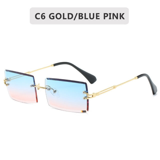 2020 Retro Sunglasses Women Brand Designer Fashion Rimless Gradient Sun Glasses Shades Cutting Lens Ladies Frameless Eyeglasses