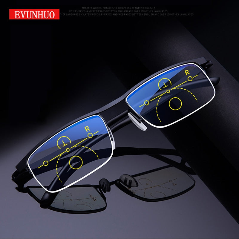 EVUNHUO Intelligent progressive reading glasses for men women near and dual-use Anti-Blue Light automatic adjustment Eyewear