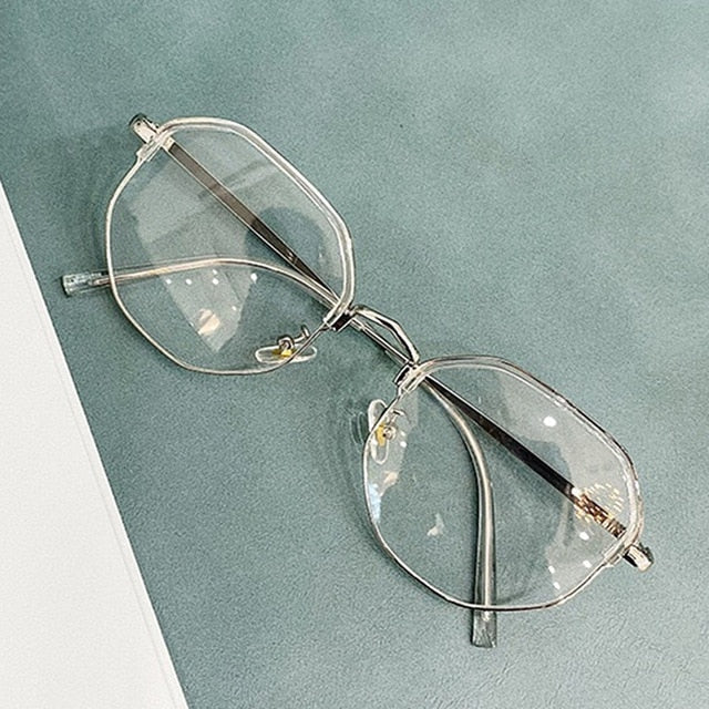 -1.0 -1.5 -2.0 -2.5 -3.0 to -6.0 Women Men Fashion Round Myopia Glasses Oversized Eyeglasses Frames Students Metal Clear Glasses